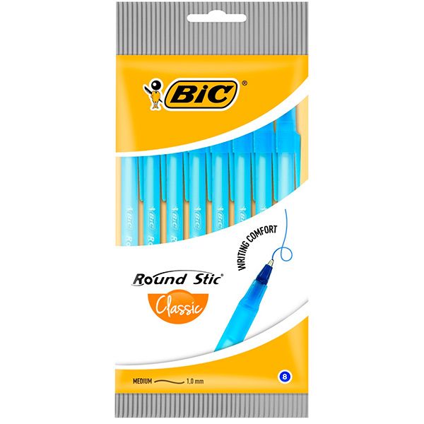 Набор ручек шариковых BIC Round Stick 8 шт. синие 