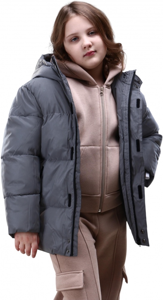 Куртка-пуховик для мальчиков HW р.116–122 серый REFLECTIVE JACKET