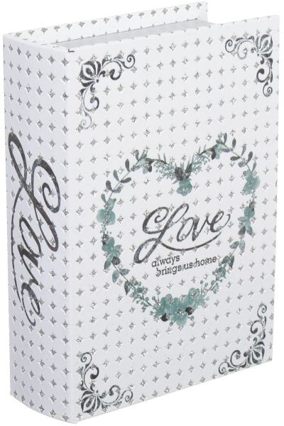 Шкатулка-книга Сердце 23х17х6 см бело-серебристая