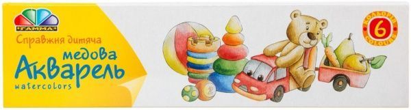 Акварель медова Улюблені іграшки 6 кольорів Гамма