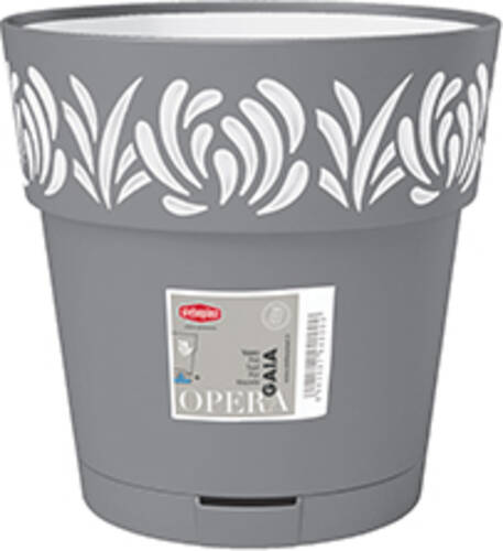 Горшок пластиковый Stefanplast Opera Gaia круглый 1,5 л белый/травертин (88300) 