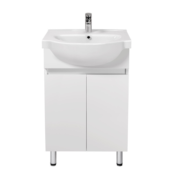 Тумба Мойдодыр Фокус 55 с умывальником Freja белая напольная