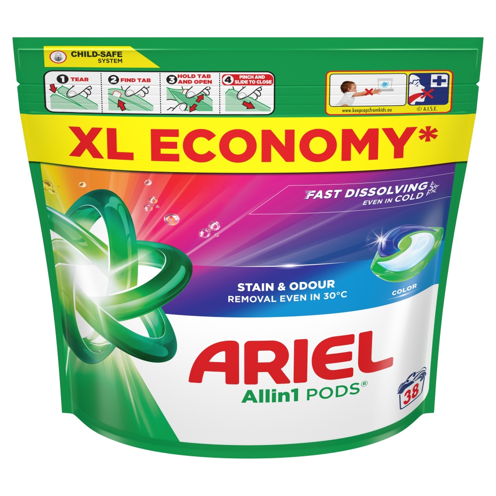 Капсулы для машинной стирки Ariel Все-в-1 Для цветного 38 шт.