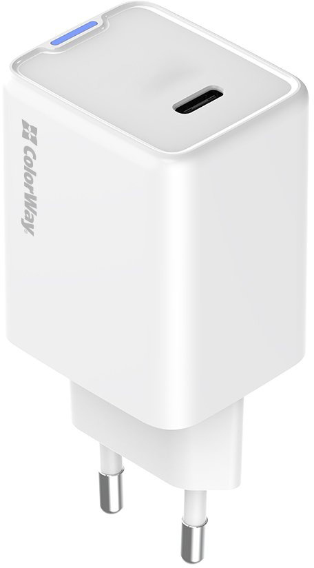 Сетевое зарядное устройство ColorWay GaN Mini 45W PD Port PPS USB-C белый (CW-CHS057PD-WT)