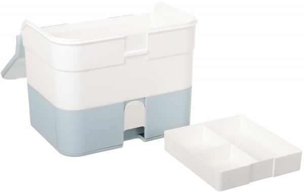 Органайзер для косметики многоуровневый с ящиками 32х20х25 см бело-голубой 