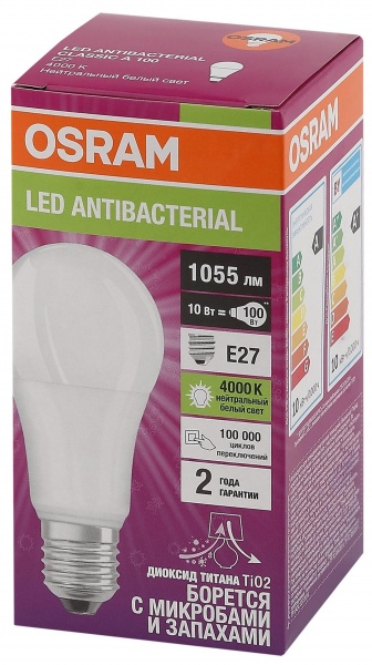 Лампа світлодіодна Osram Antibacterial 10 Вт A60 матова E27 220 В 4000 К LCC CLA 10W 840 