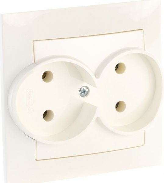Розетка подвійна без заземлення Ospel Impresja 16 А 250 В без шторок кремовий