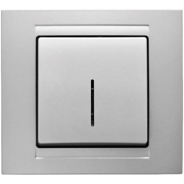 Вимикач одноклавішний Gunsan Moderna з підсвіткою 16 А 250В IP20 срібний MD 29 15 102