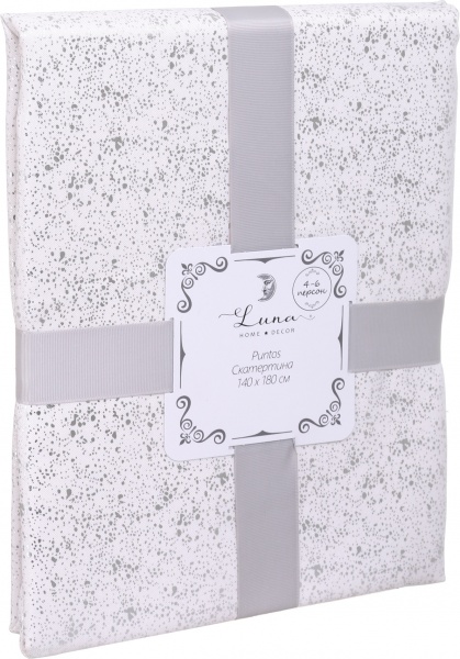Скатерть Puntos 140x180 см кремовый с серебряным Luna 