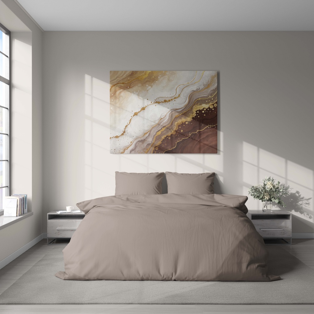 Комплект постільної білизни WARM TAUPE сімейний коричневий UP! (Underprice)