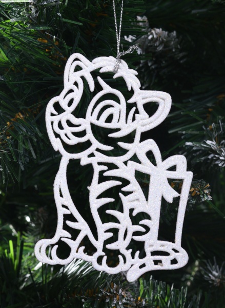 Подвеска Тигрик с подарком 2Д 12х12 см белый