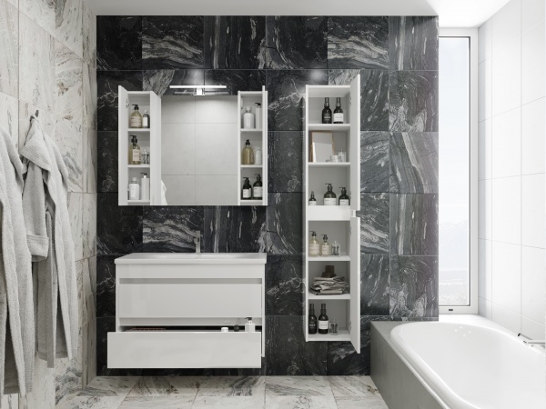 Тумба підлогова ЮВЕНТА Тумба Luton - 100 білий з умивальником Soft-100