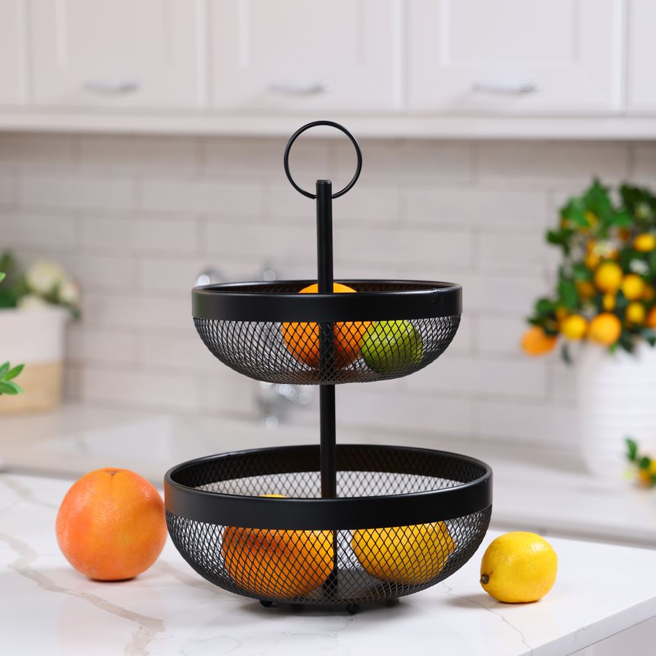 Корзинка для фруктов Flamberg Premium двойная Fernie 46х29,5 см черный металлическая