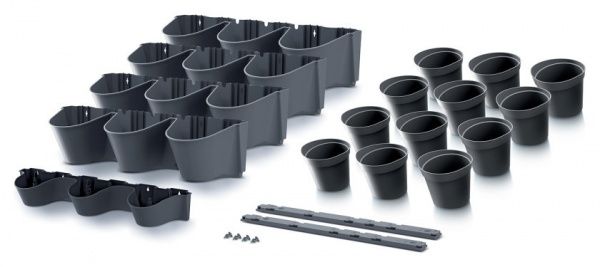 Набор горшков пластиковых Prosperplast CASCADE WALL 670х177х570 антрацит 