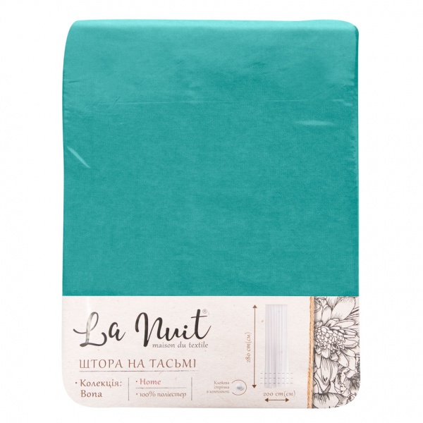 Штора BONA 150х280 світло-бірюзовий La Nuit