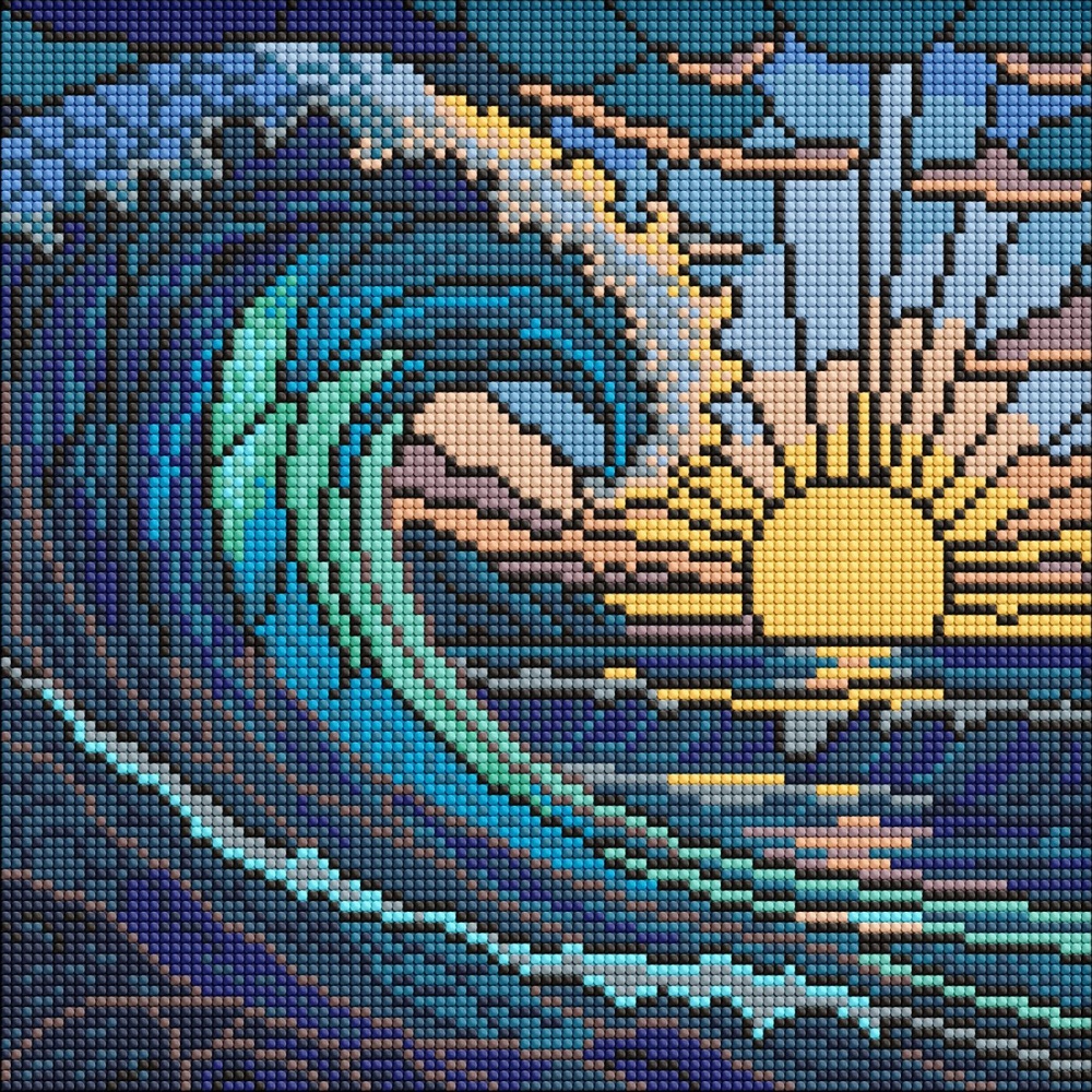 Алмазная мозаика Витраж. Волна ©art_selena_ua Ideyka