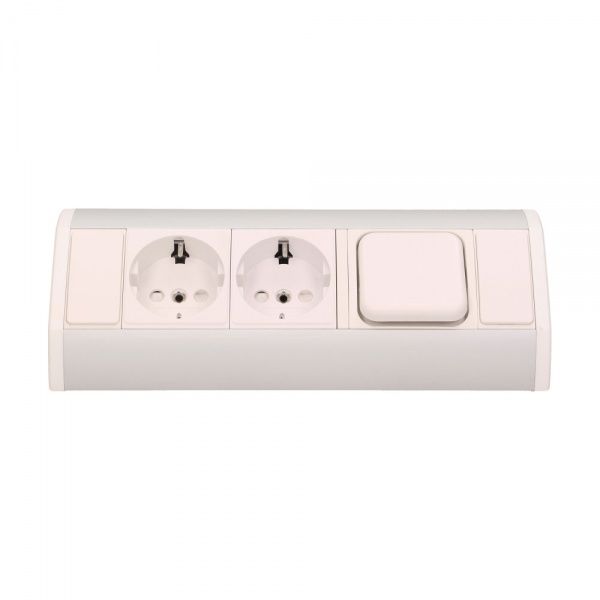 Розетка портативная мебельная двойная с заземлением ORNO с выключателем серебристо-белый OR-GM-9002/W-G(GS)