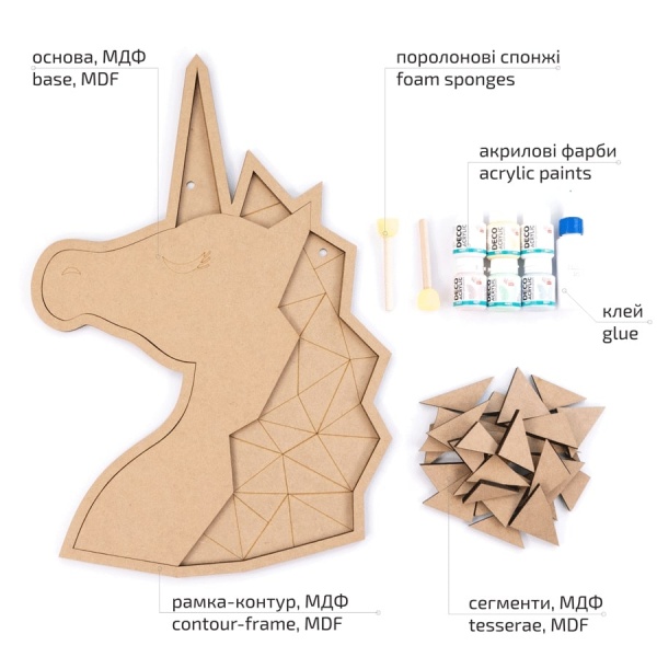 Панно-мозаика 3D-картина Единорог 2 36х47 см Rosa Talent 