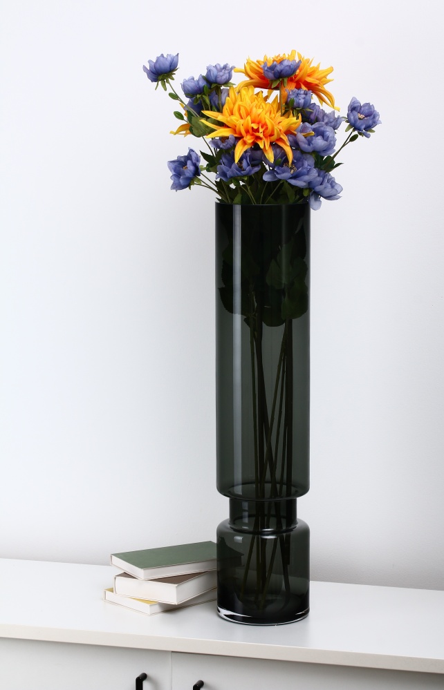 Ваза стеклянная Wrzesniak Glassworks Twice 71 см серая 17-5019B