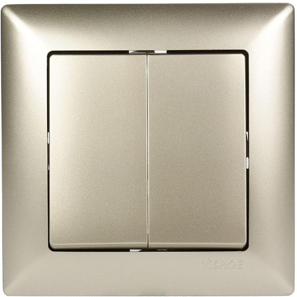 Выключатель двухклавишный Gunsan Visage без подсветки 16 А 250В IP20 бежевый металлик VS 28 25 103