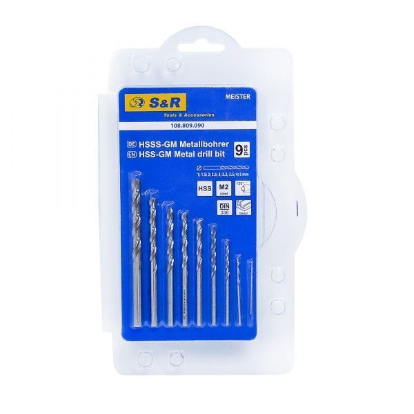 Набор сверл по металлу S&R Meister 1.0-5.0 мм 9 шт. 108809090