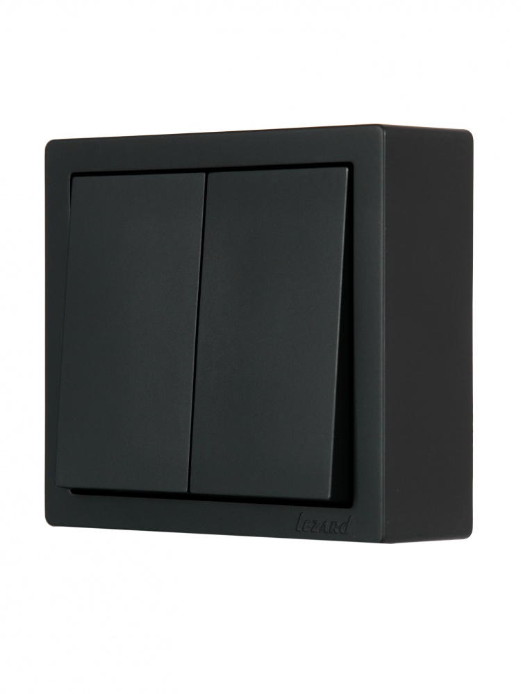 Вимикач двоклавішний Lezard LETO без підсвітки антрацит 752-4200-101