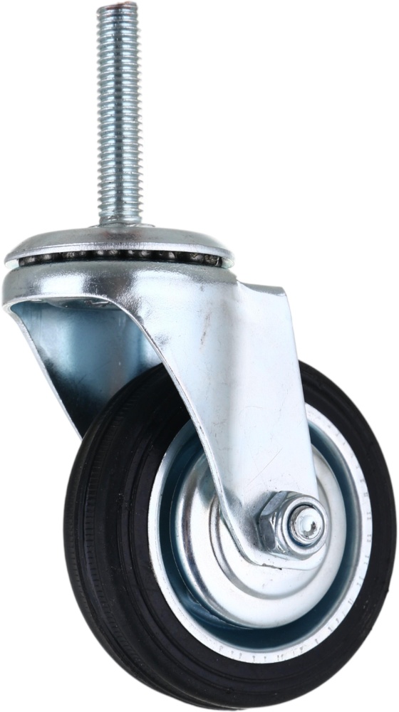 Колесо d75 мм резиновое поворотное с резьбовым штырем M10