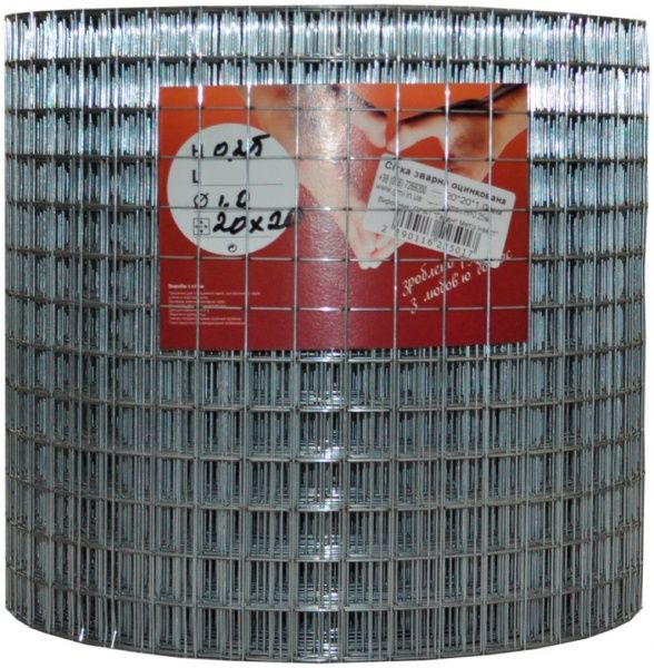 Сетка сварная оцинкованная 20x20x1 мм рулон 6,25 кв.м