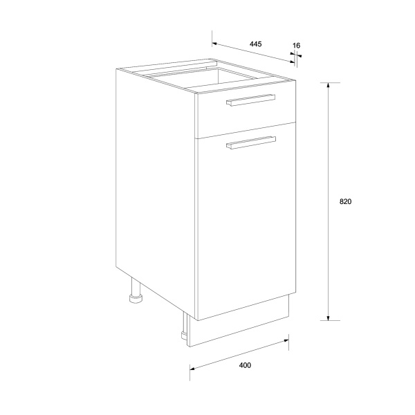 Тумба нижня Аліна Н 40/85 (1д1ш) білий/білий Сокме