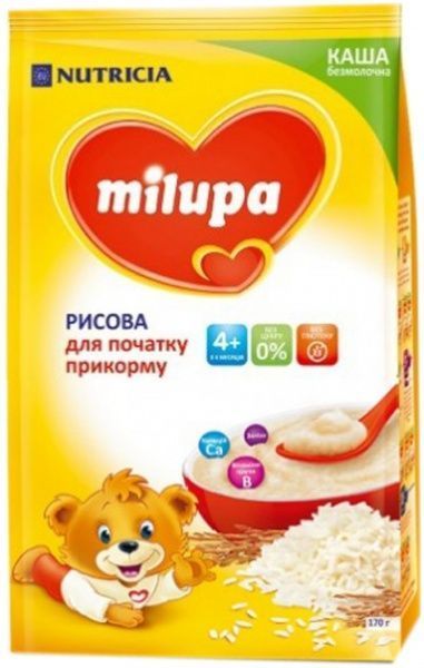 Каша безмолочная Milupa от 4 месяцев рисова 5900852930058 170 г 