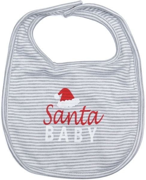 Нагрудник детский Фламинго полоска белый с серым 655-222-9 