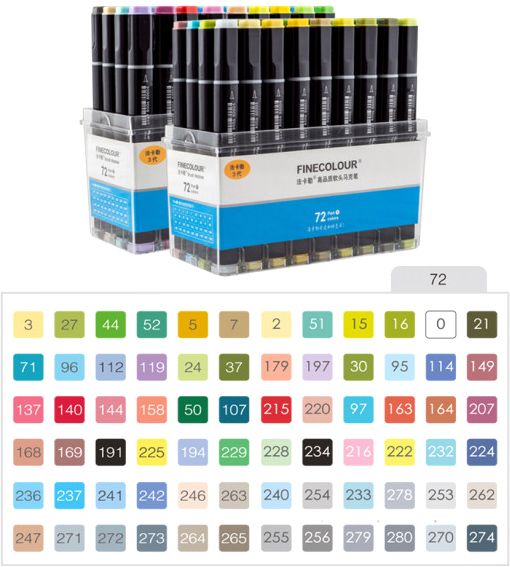 Набір двосторонніх маркерів FINECOLOUR Brush 72 кольори EF102-TB72 різнокольоровий 