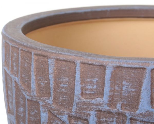 Горщик Viet Thanh Ceramic з блюдцем кладка 29х23 см VT.11558-1 круглий коричневий 