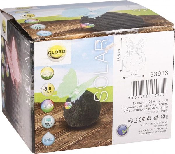 Світильник на сонячній батареї Globo Solar 0,06 Вт IP44 темно-зелений 33913 