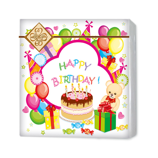 Салфетки столовые Luxy Детский праздник 33х33 см белый с принтом 18 шт.