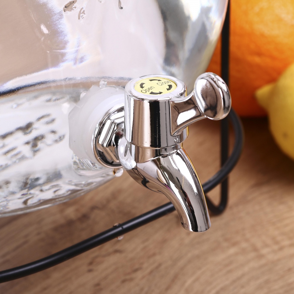 Емкость для напитков Water Drops 8 л с крышкой и краном на металлической подставке