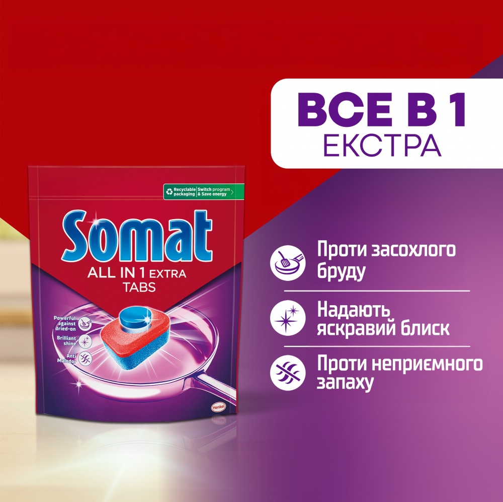 Таблетки для посудомийних машин Somat All in 1 Extra 115 шт.