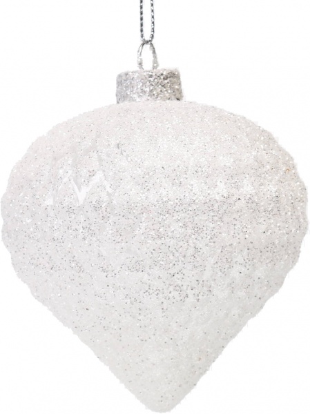 Шар новогодний рельефная в ассортименте 80 мм бело-серебряный