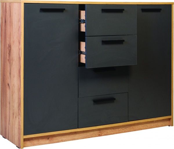 Комод Nowy Styl COTTA 4Ш2Д 1148х883х354 дуб золотой/антрацит 