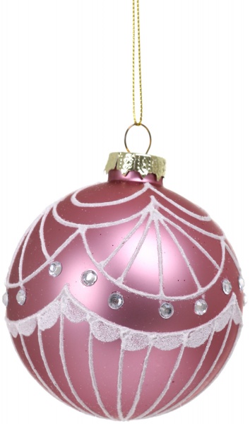 Елочная игрушка в форме шара с узором 8 см 