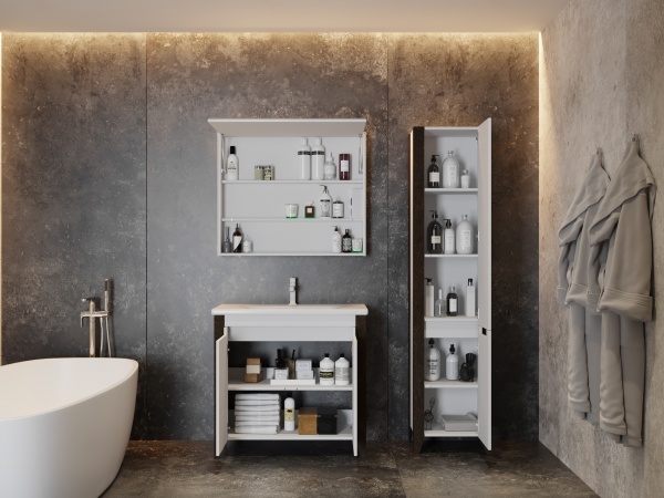 Тумба напольная ЮВЕНТА Queen - 90 дуб Вотан с умывальником Soft-90