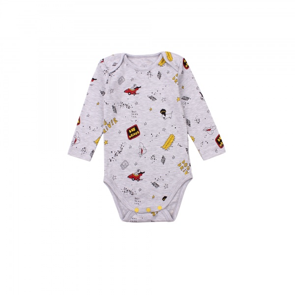 Боди для мальчика Фламинго р.74 серый с рисунком 494-009 