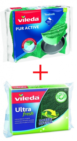 Губка Vileda Pur Active 2 шт. + Ultra Fresh 2 шт.