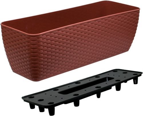 Вазон пластиковий Алеана РОТАНГ 50x18x16 см прямокутний 14,1л теракот 