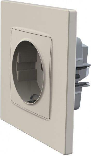 Розетка с заземлением Plank Electrotechnic Classic/Nordic со шторками слоновая кость PLK0521131