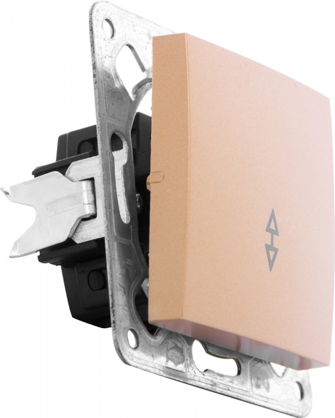 Выключатель проходной одноклавишный LXL Tesla TLXL3506A без подсветки бронзовый 3506A champagne