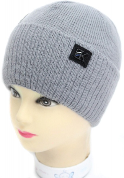 Шапочка дитяча для хлопчика Kraft+ р.52-54 сірий 2002 