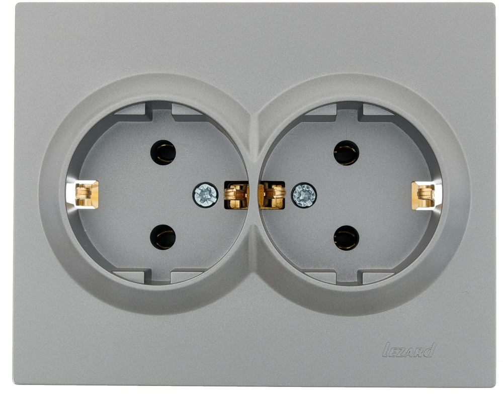 Розетка 2 із заземленням Lezard Vesna IP20 сірий 742-3500-127B