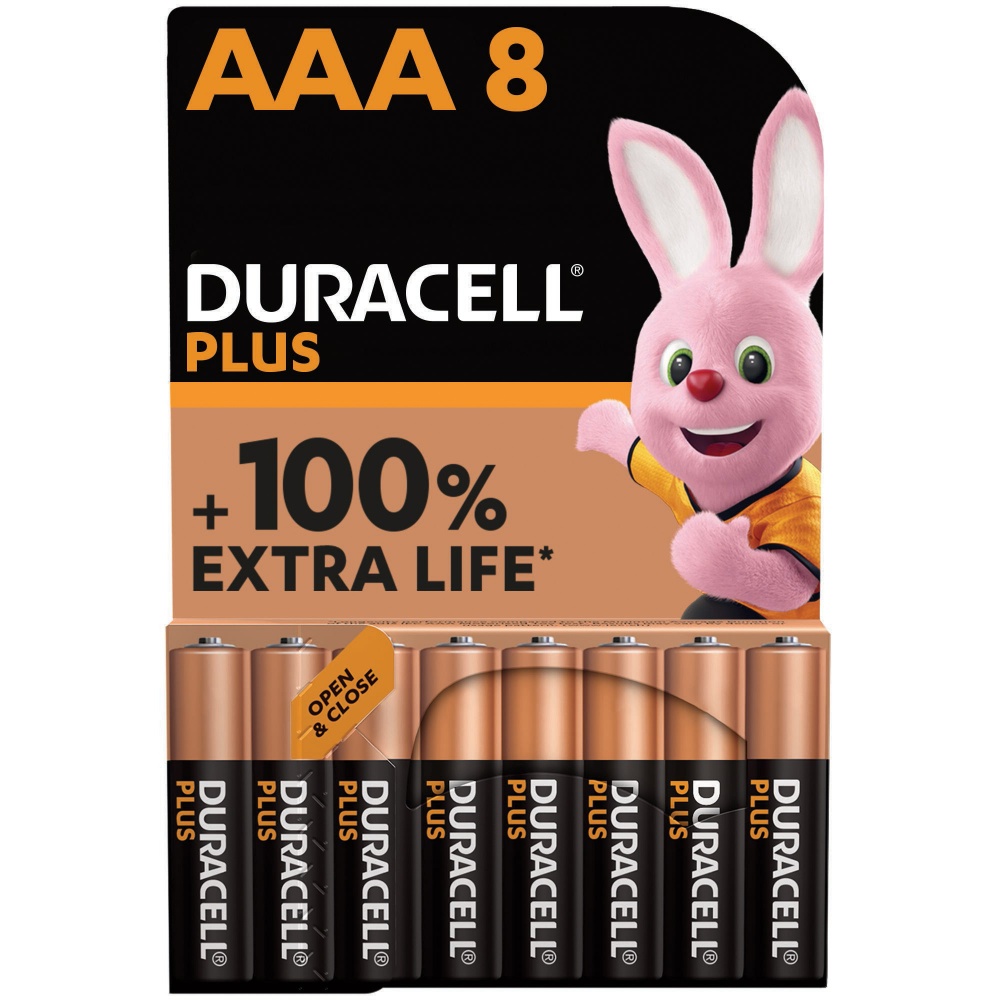 Батарейки Duracell Plus щелочные AAA (мизинчиковые) 8 шт.