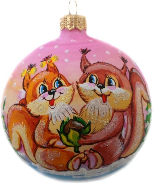 Шар стеклянный Зверьки 2 d100 К-410-100 розовый